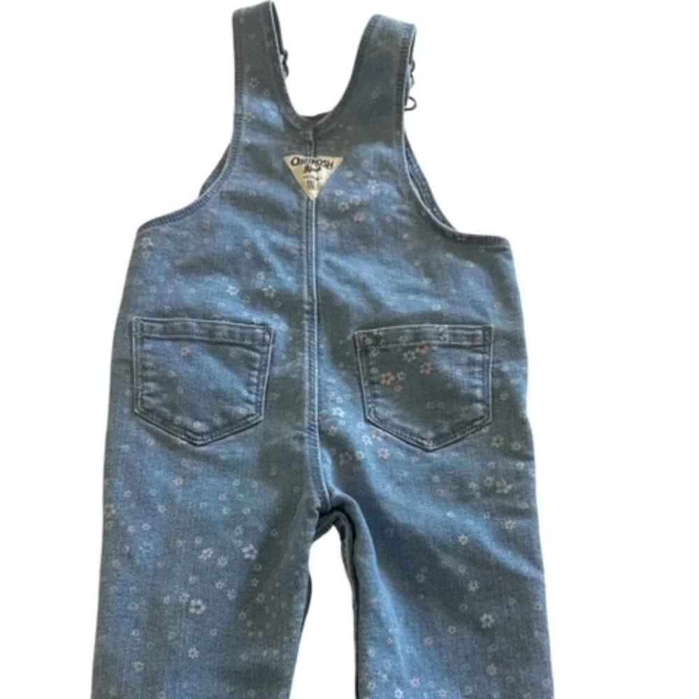 Oshkosh B'gosh Girl's 9M Vestbak Overalls Denim Floral Print